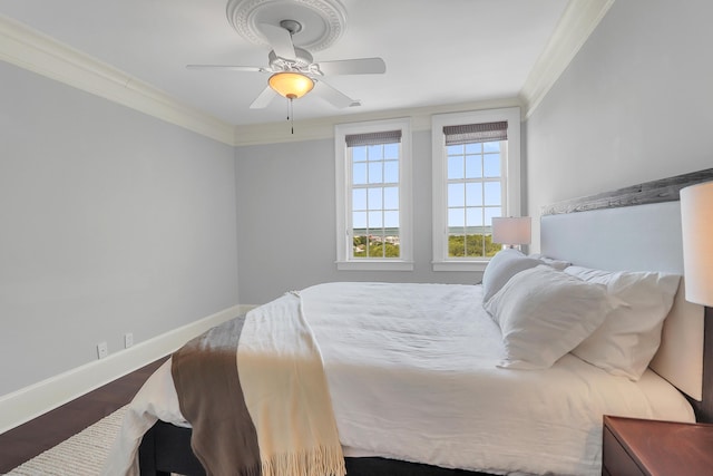 1 King Unit 702, Charleston, SC 29401 - bedroom with crown molding and a ceiling fan