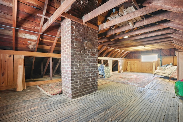 view of unfinished attic