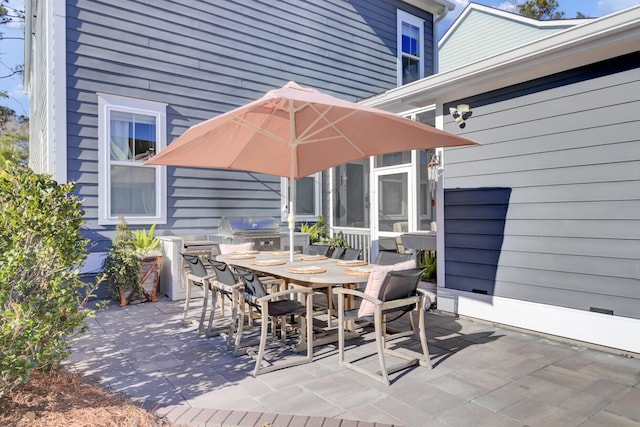 view of patio with area for grilling