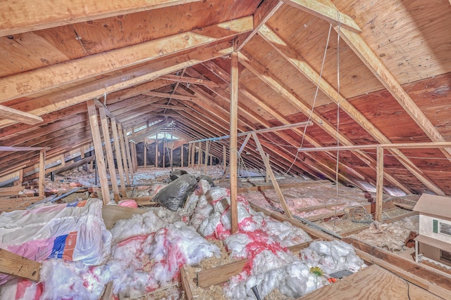 view of unfinished attic