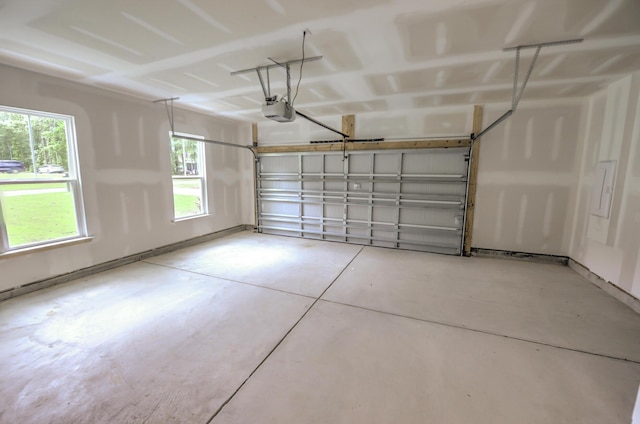 garage with a garage door opener