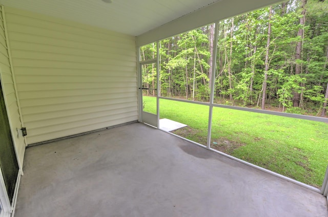 view of unfurnished sunroom