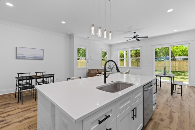 1917 Jason St, North Charleston, SC 29406 - kitchen with a sink, ornamental molding, light wood-style flooring, and dishwasher