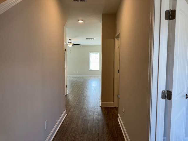 hall with dark hardwood / wood-style flooring