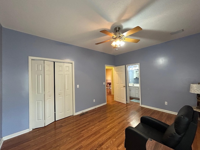 236 Chamblee Rd, Walterboro, SC 29488 - sitting room featuring baseboards, wood finished floors, and a ceiling fan