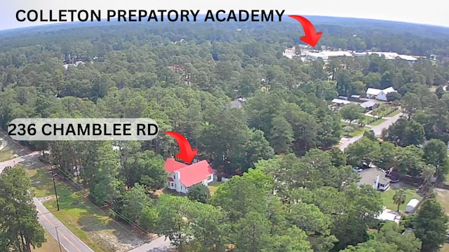 236 Chamblee Rd, Walterboro, SC 29488 - aerial overview of property's location with a heavily wooded area