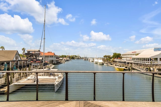 dock area with a water view