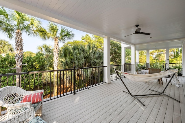 2213 Rolling Dune Rd, Seabrook Island, SC 29455 - deck with a ceiling fan and outdoor dining space