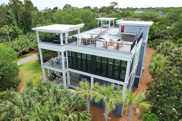 2213 Rolling Dune Rd, Seabrook Island, SC 29455 - back of house featuring a gazebo, a balcony, a patio, and outdoor dining space
