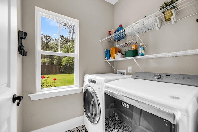 5725 Caviar Ct, Johns Island, SC 29455 - washroom featuring washing machine and dryer and baseboards