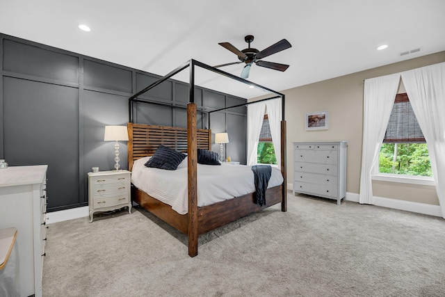 5725 Caviar Ct, Johns Island, SC 29455 - bedroom featuring light colored carpet, recessed lighting, ceiling fan, and baseboards