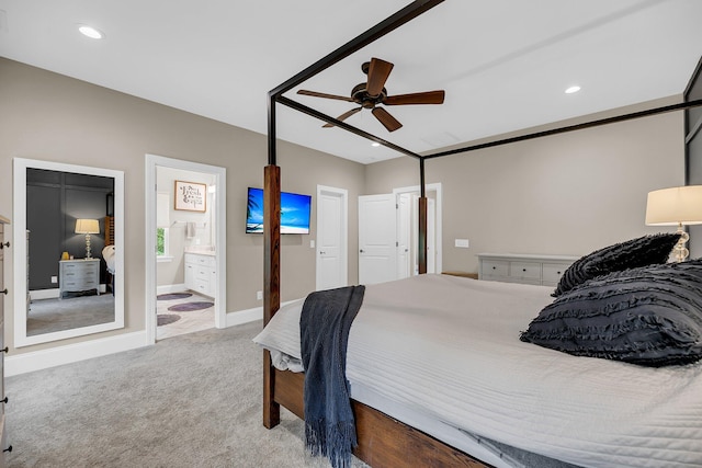 5725 Caviar Ct, Johns Island, SC 29455 - bedroom with carpet flooring, baseboards, ceiling fan, recessed lighting, and ensuite bathroom