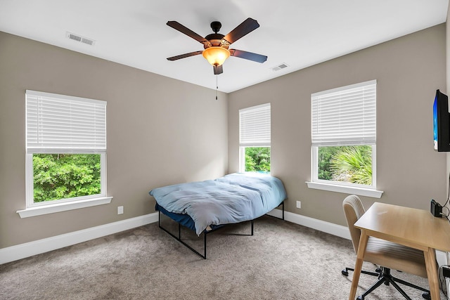 5725 Caviar Ct, Johns Island, SC 29455 - carpeted bedroom featuring baseboards, an office area, and a ceiling fan