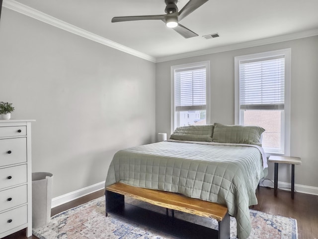 4 Line St, Charleston, SC 29403 - bedroom featuring crown molding, dark wood-type flooring, and ceiling fan