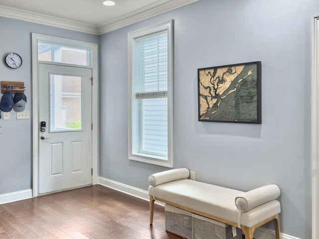 4 Line St, Charleston, SC 29403 - foyer entrance featuring crown molding and wood finished floors
