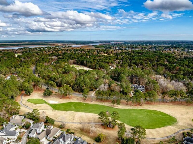 drone / aerial view with view of golf course