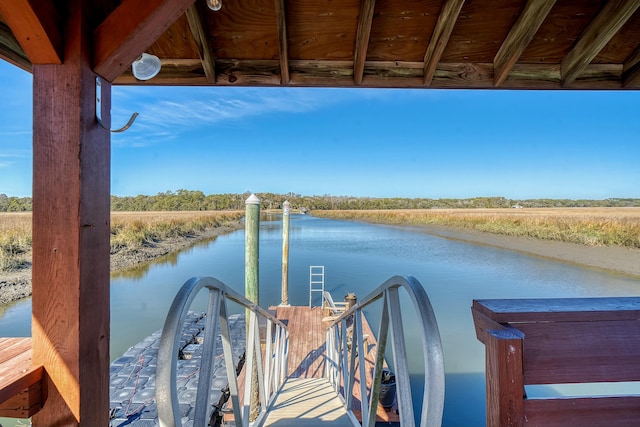 dock area featuring a water view