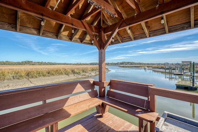 dock area featuring a water view