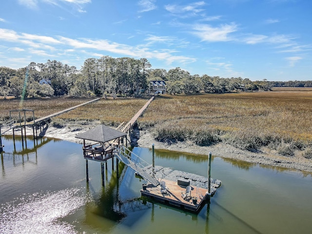 view of dock featuring a water view