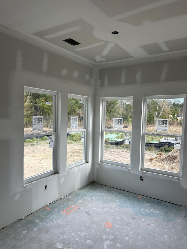 view of unfurnished sunroom