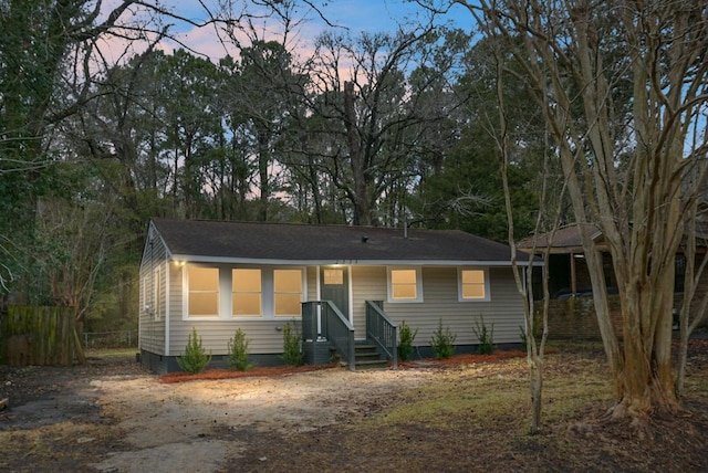 view of single story home