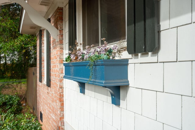 details featuring brick siding