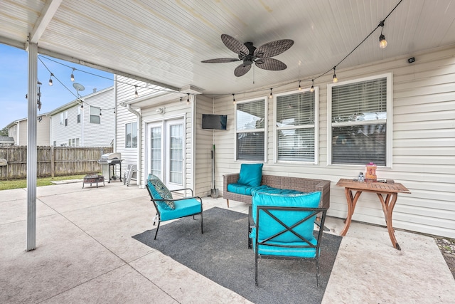 view of patio / terrace with outdoor lounge area and ceiling fan