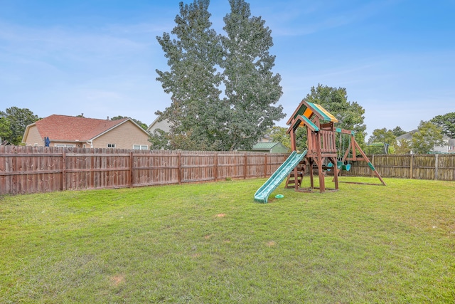 view of play area featuring a yard