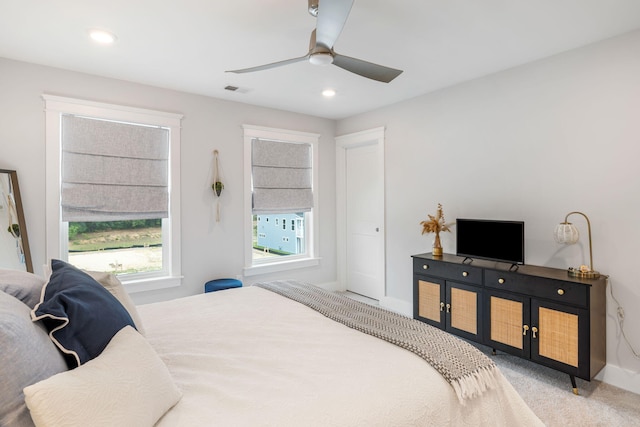411 Katies Scenic Ct, Wando, SC 29492 - carpeted bedroom with baseboards, recessed lighting, and a ceiling fan
