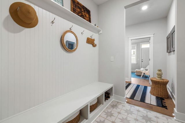 411 Katies Scenic Ct, Wando, SC 29492 - mudroom with light flooring, baseboards, and recessed lighting