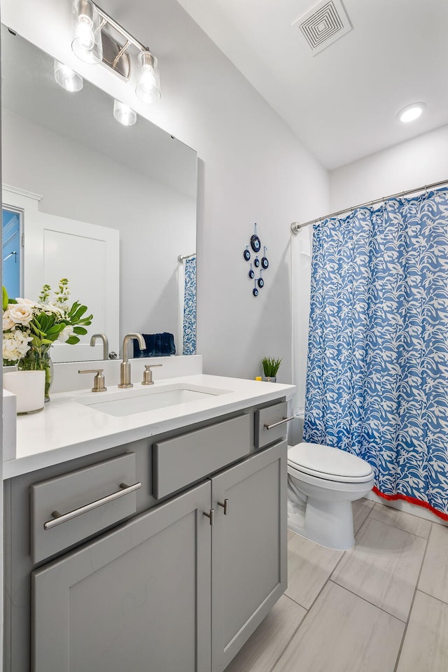 411 Katies Scenic Ct, Wando, SC 29492 - bathroom featuring toilet, vanity, and a shower with curtain