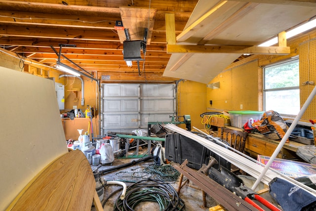 garage with a garage door opener