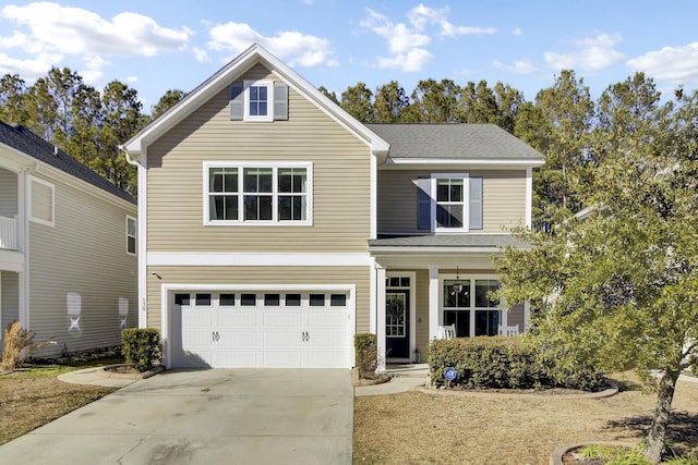 front facade with a garage