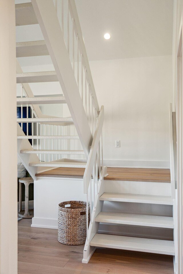 1505 Marsh Hvn, Johns Island, SC 29455 - stairway featuring wood finished floors, recessed lighting, and baseboards