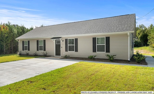 ranch-style house with a front lawn