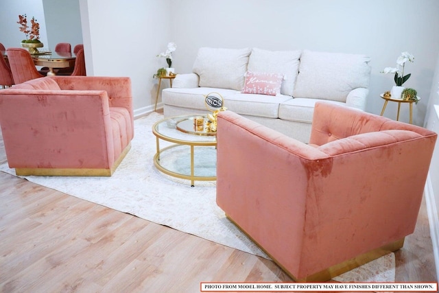 living room featuring light wood-type flooring