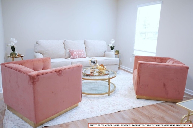 living room with light wood-type flooring