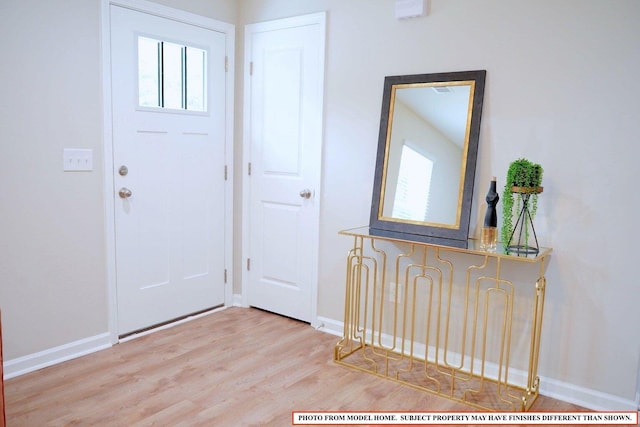 foyer entrance with a wealth of natural light and light wood-type flooring