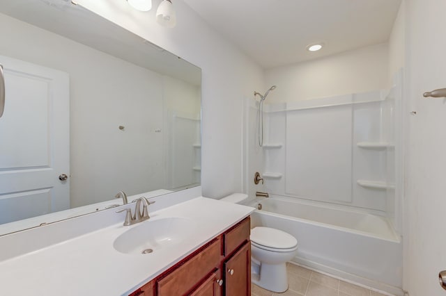 full bathroom featuring tile patterned floors, vanity, toilet, and bathing tub / shower combination