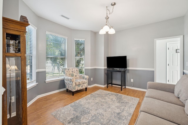 living room featuring light hardwood / wood-style floors