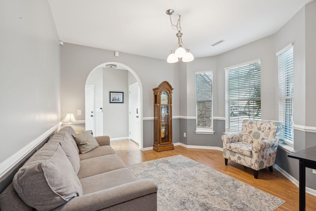 living room featuring light hardwood / wood-style floors