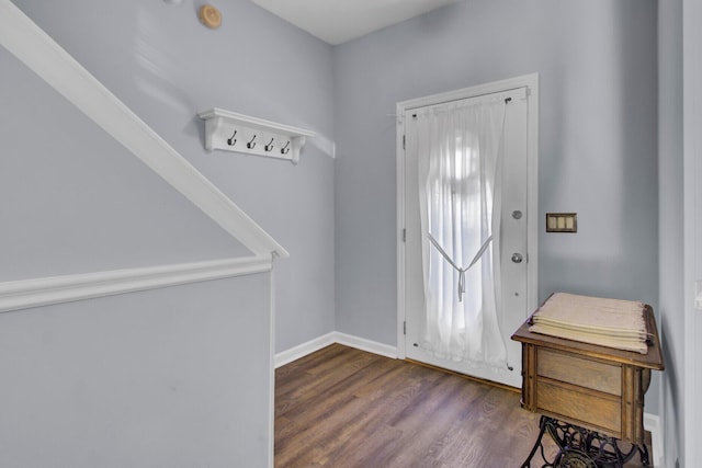 foyer with dark wood-type flooring