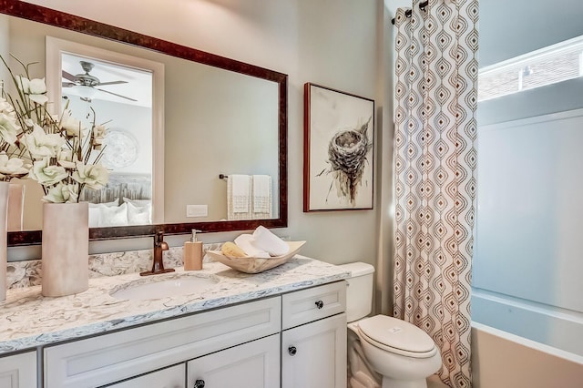 120 Magnolia House Dr, Summerville, SC 29486 - full bath featuring vanity, toilet, a ceiling fan, and shower / tub combo