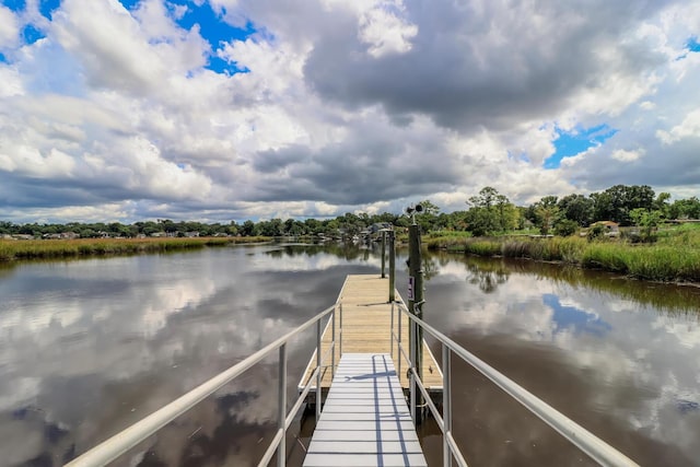 dock area with a water view