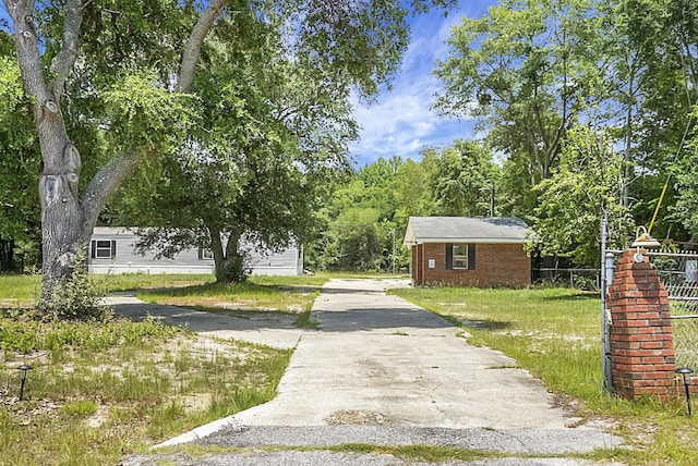 exterior space with a garage