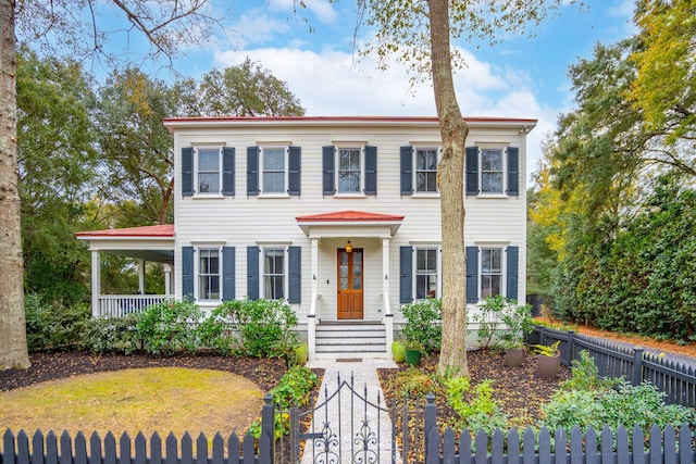 view of front of home featuring a gate and a fenced front yard