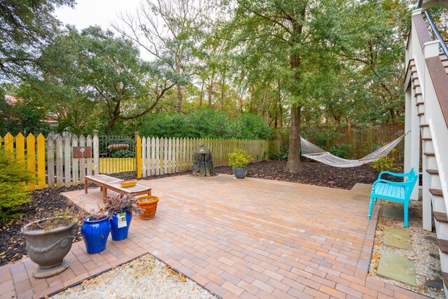 view of patio featuring a fenced backyard