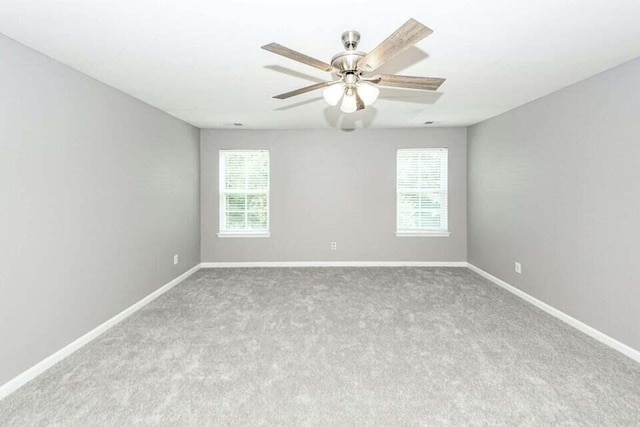 spare room featuring a wealth of natural light and light carpet