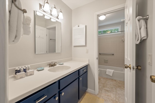 bathroom featuring shower / bathing tub combination and vanity