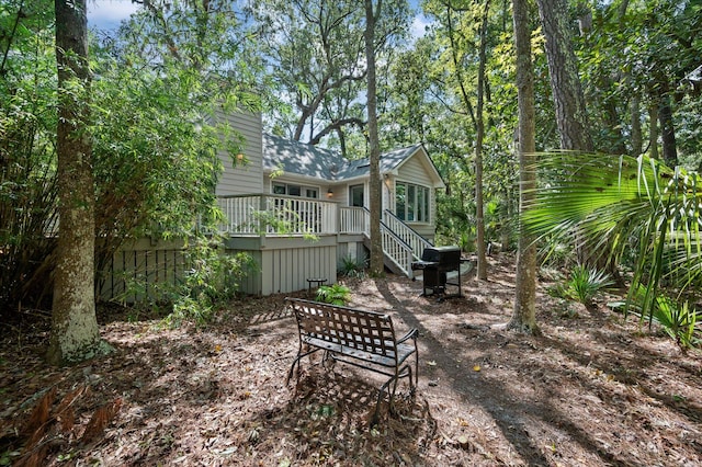 view of yard featuring a deck